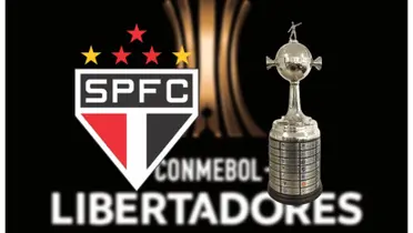 Escudo do São Paulo e a taça da Libertadores