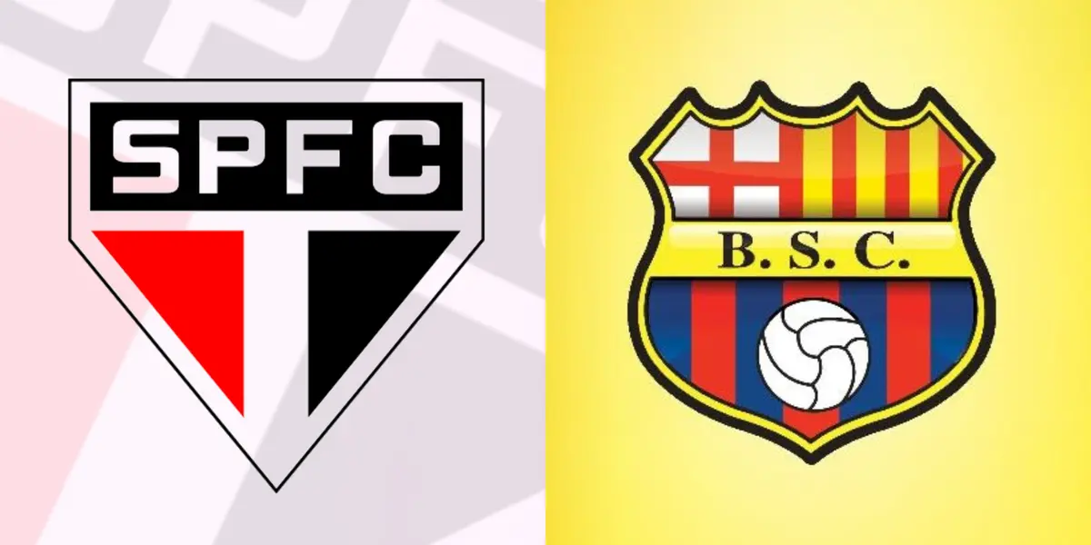 Escudo do São Paulo e ao lado o escudo do Barcelona SC