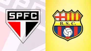 Escudo do São Paulo e ao lado o escudo do Barcelona SC