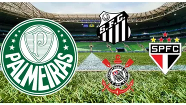 Escudos do Palmeiras, Santos, São Paulo e Corinthians