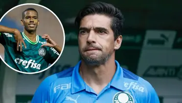 Estêvão e Abel Ferreira em ação pelo Palmeiras