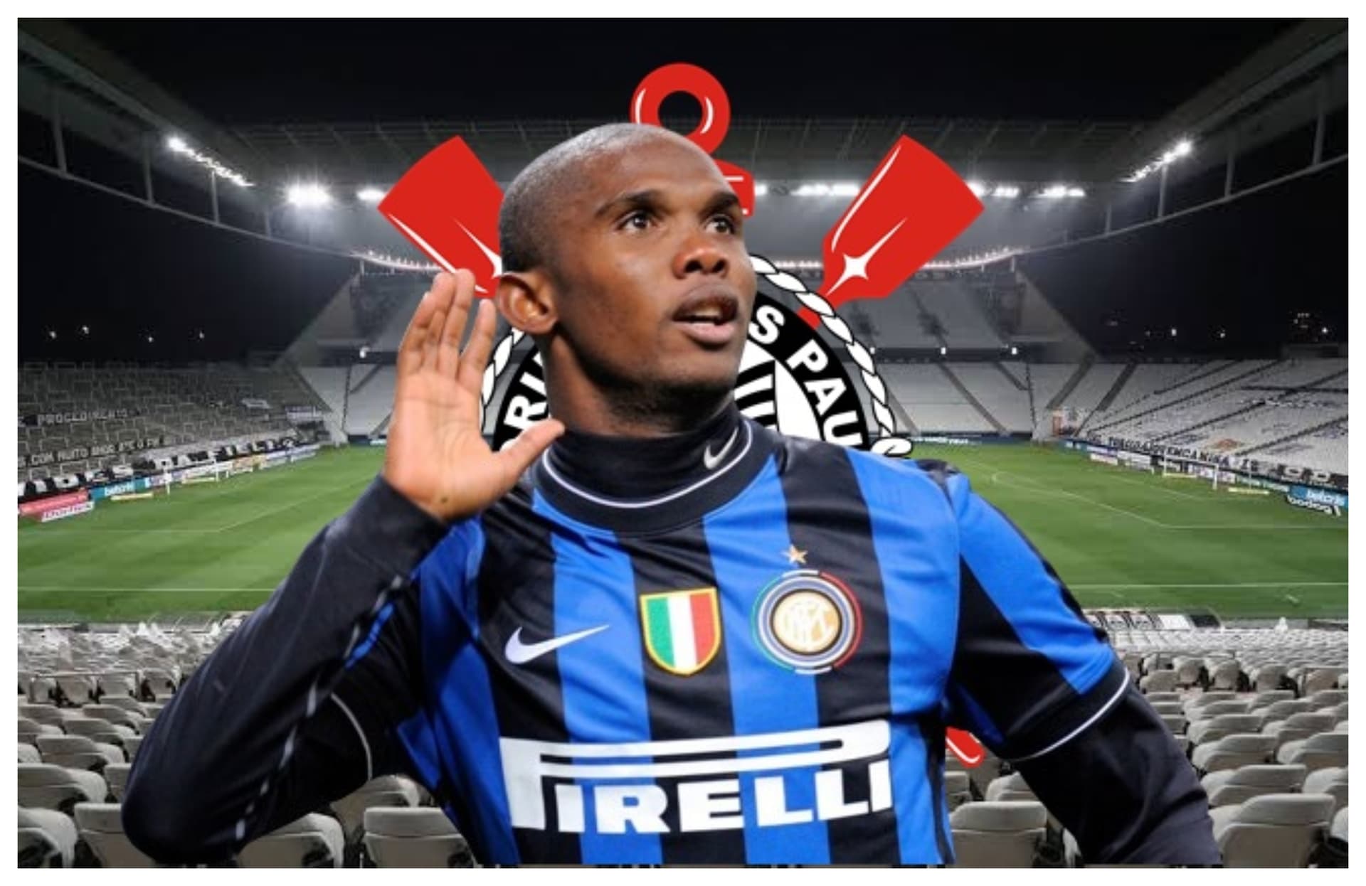 Etoo com a camisa da Inter de Milão
