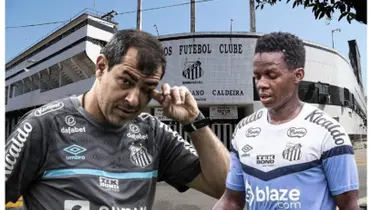 Fábio Carille e Juan Cazares com a camisa do Santos