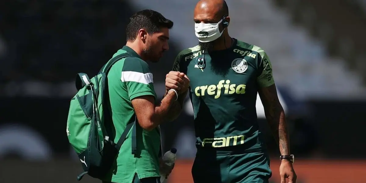 Felipe Melo se derreteu por velho conhecido no Palmeiras e causou inveja a Abel Ferreira