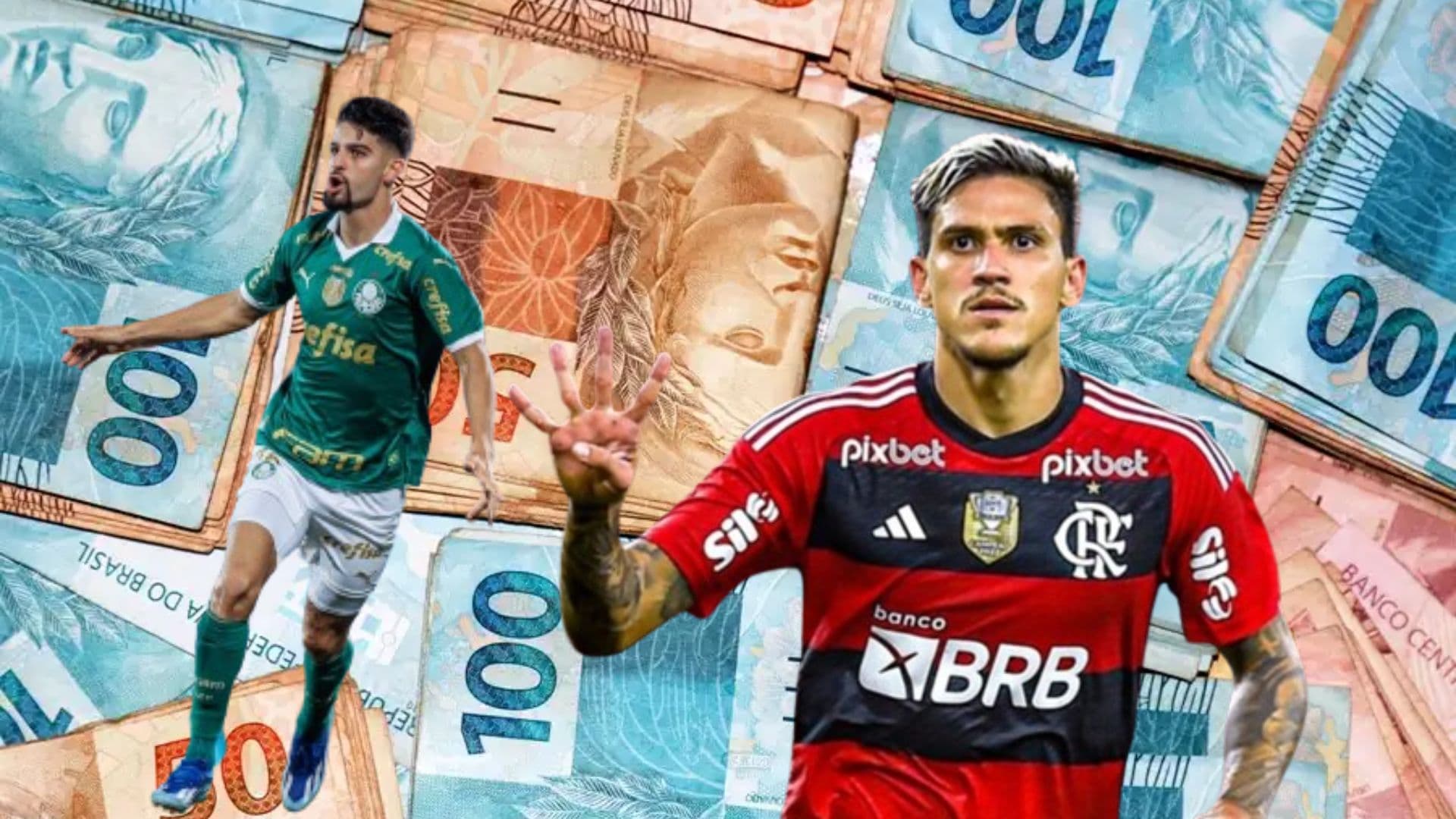 Flaco López do Palmeiras e Pedro do Flamengo