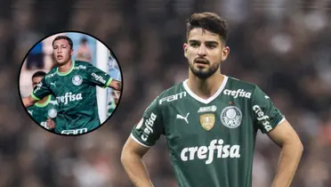 Flaco López em partida pelo Palmeiras e Thalys em partida da Copinha