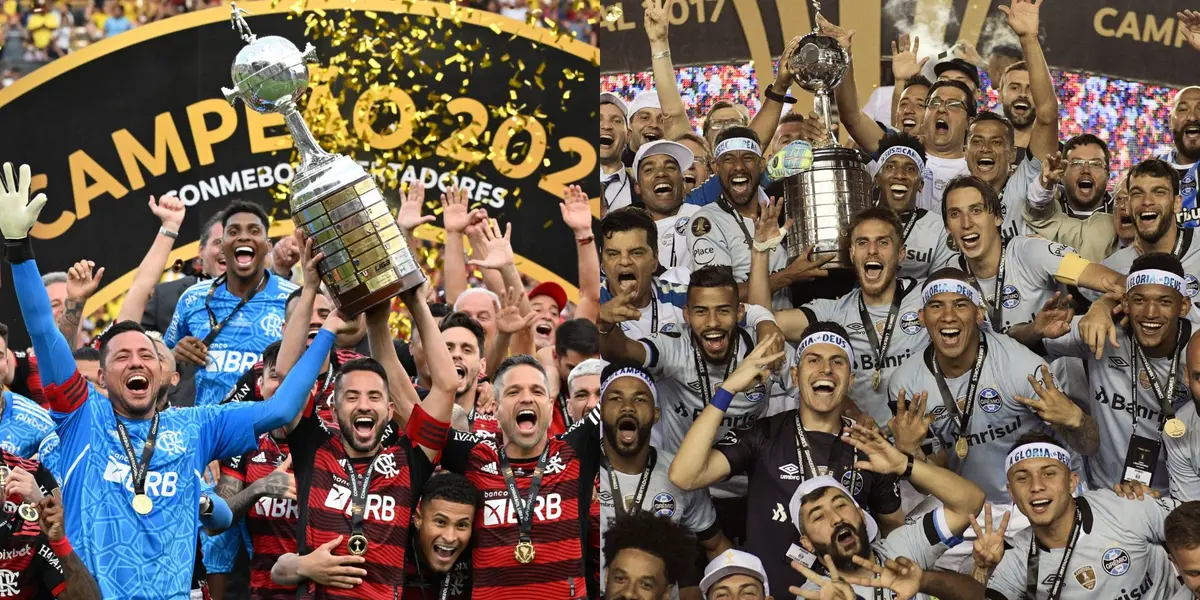Flamengo y Gremio, cinco clubes brasileiros se destacam por terem vencido a Libertadores.
