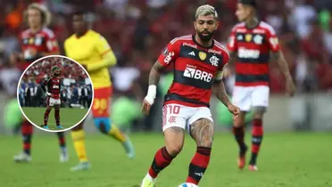 Gabigol em partida do Flamengo contra o Aucas na Libertadores 2023