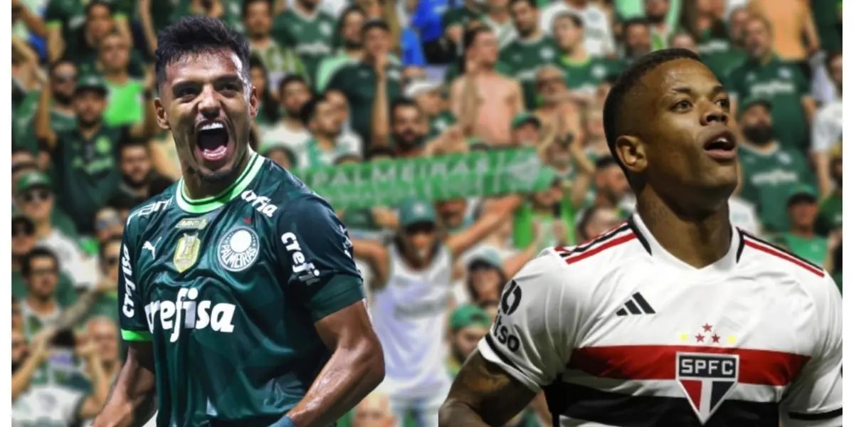 Gabriel Menino com a camisa do Palmeiras e Caio Paulista com a camisa do São Paulo
