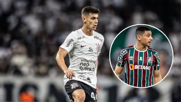 Gabriel Moscardo, do Corinthians, e ao lado André, do Fluminense