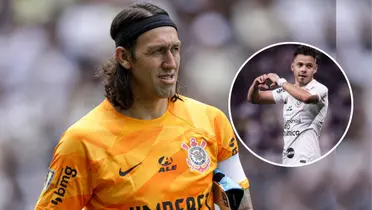 Goleiro Cássio e Ángel Romero ao lado