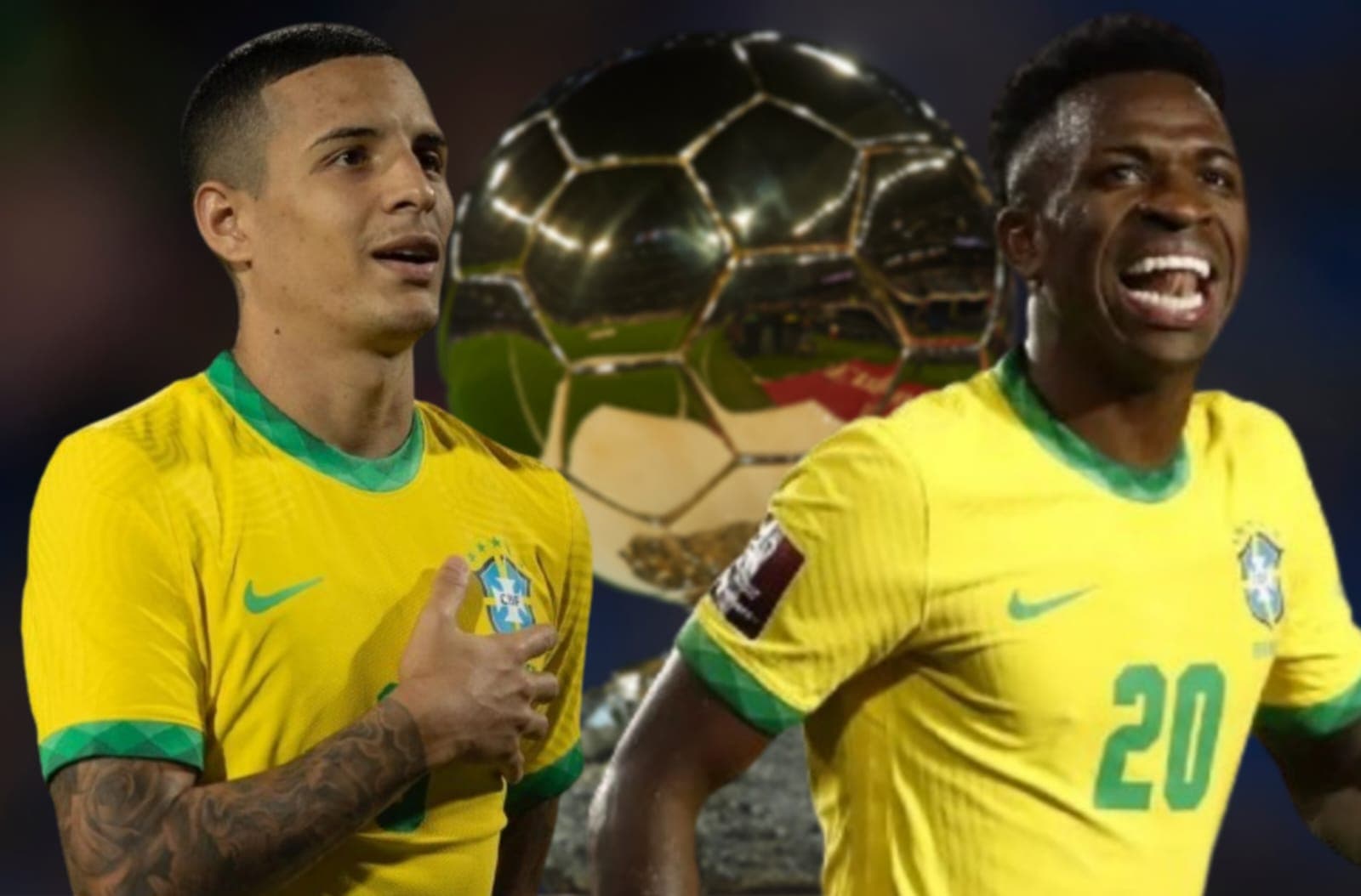 Guilherme Arana e Vinicius Junior com a camisa da Seleção Brasileira