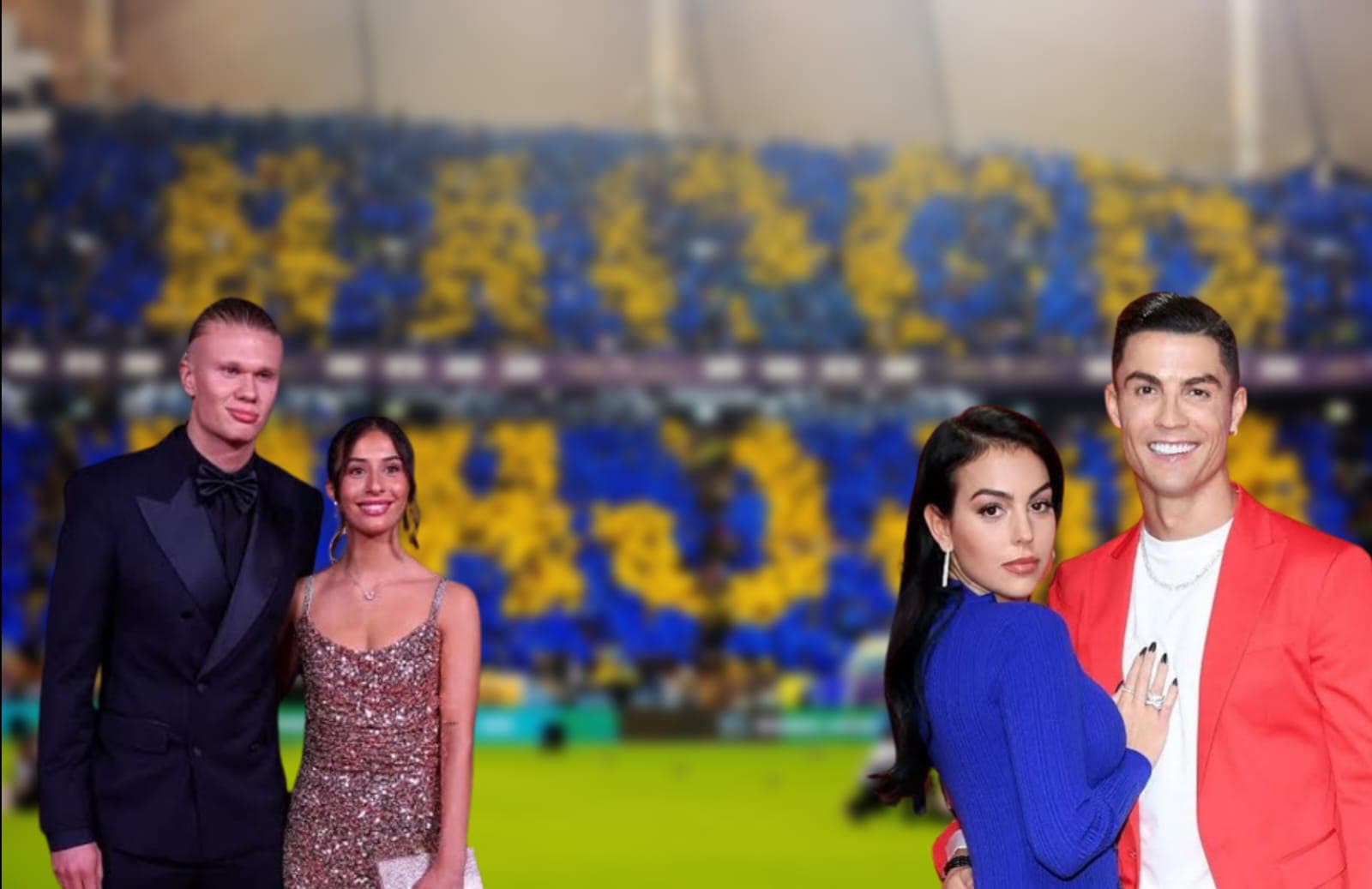 Haaland e sua namorada; CR7 e sua esposa