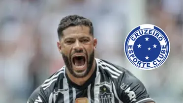 Hulk e ao lado o escudo do Cruzeiro