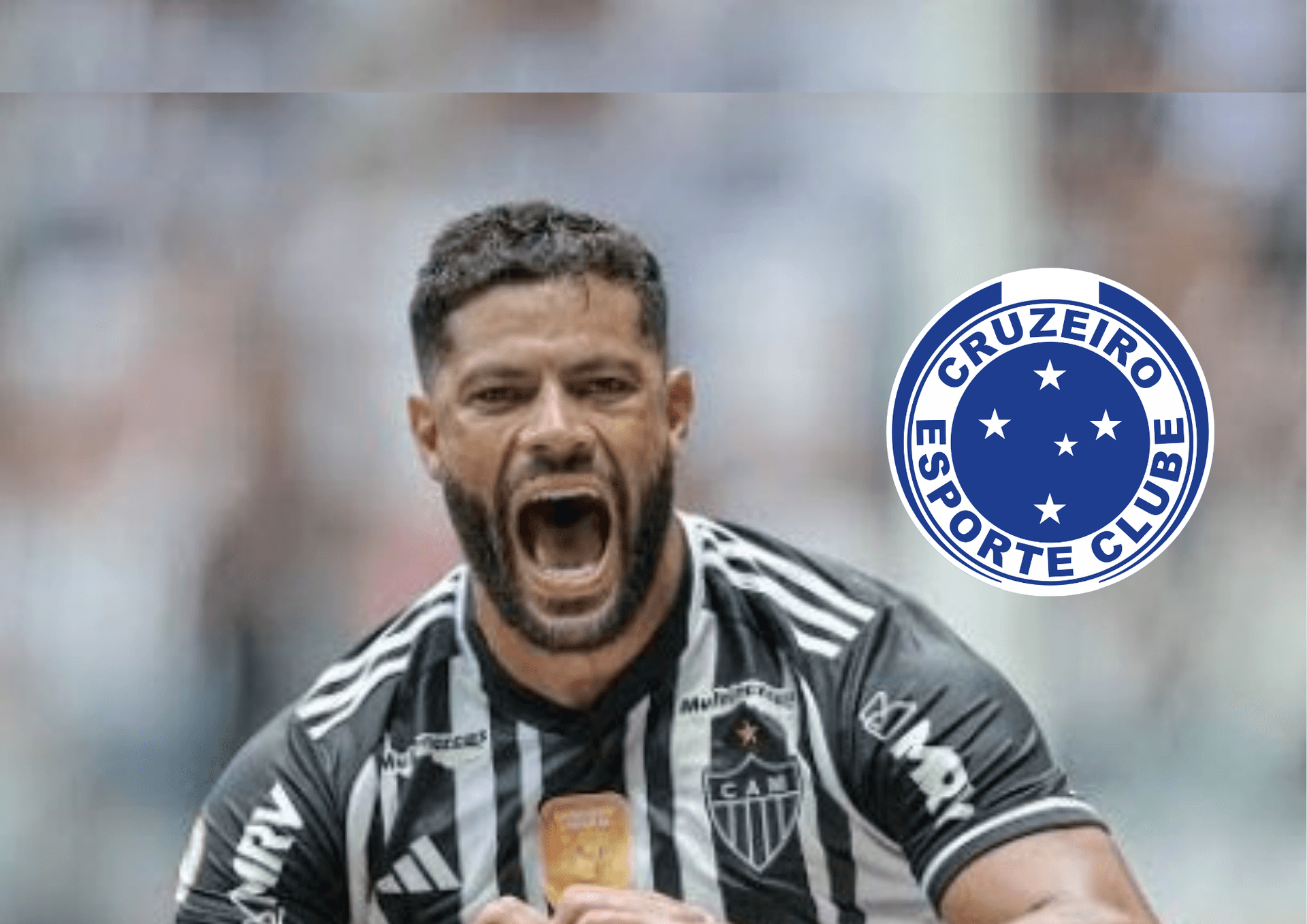 Hulk e ao lado o escudo do Cruzeiro