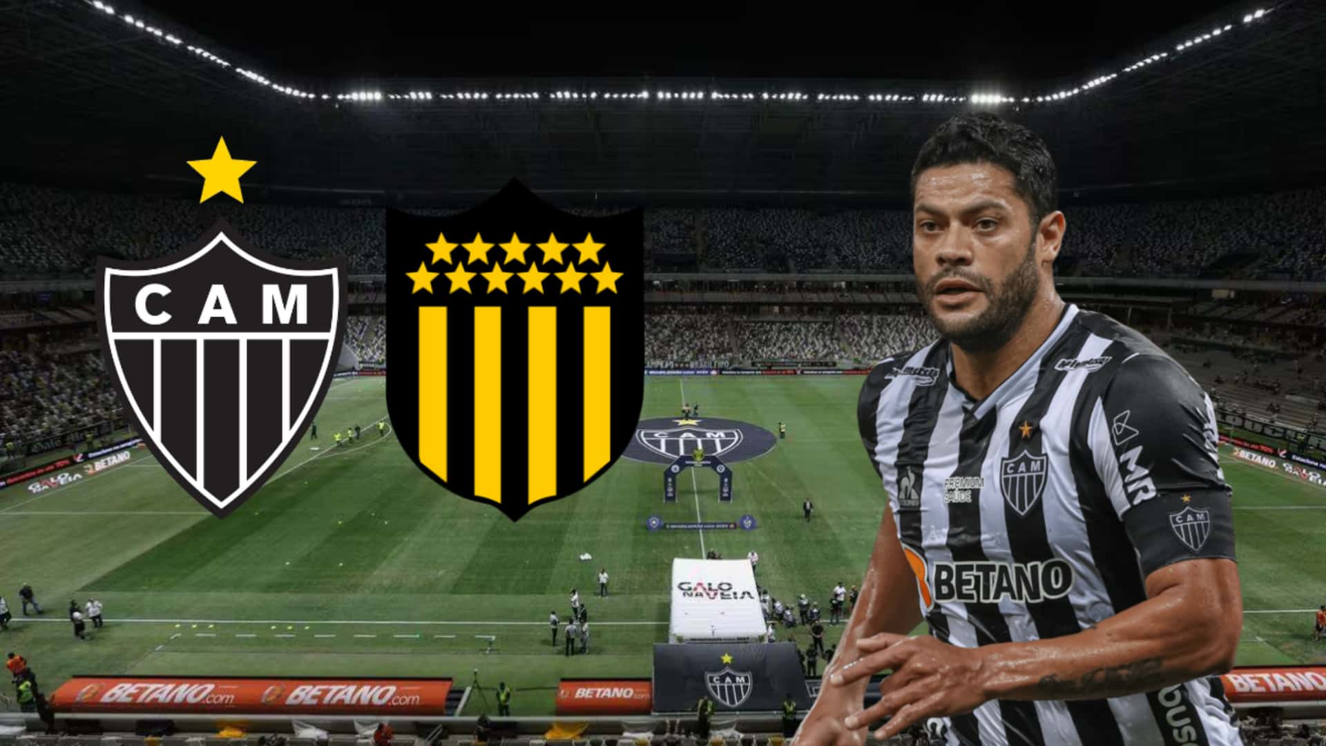 Hulk em ação pelo Atlético-MG com a Arena MRV ao fundo