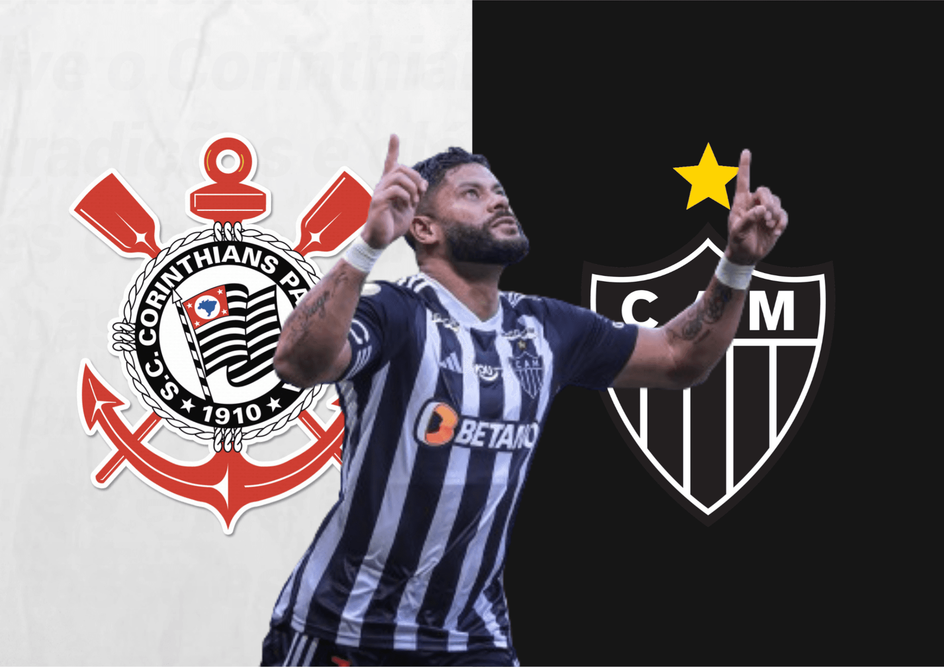 Hulk, escudo do Corinthians e do Atlético-MG