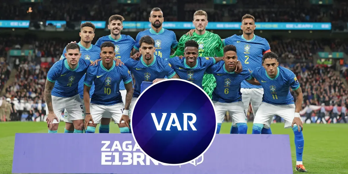 Imagem da Seleção Brasileira e do símbolo do VAR