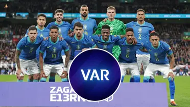 Imagem da Seleção Brasileira e do símbolo do VAR