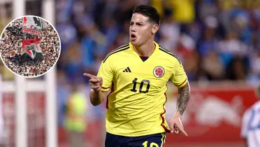 James Rodriguez comemora gol marcado pela Seleção Colombiana