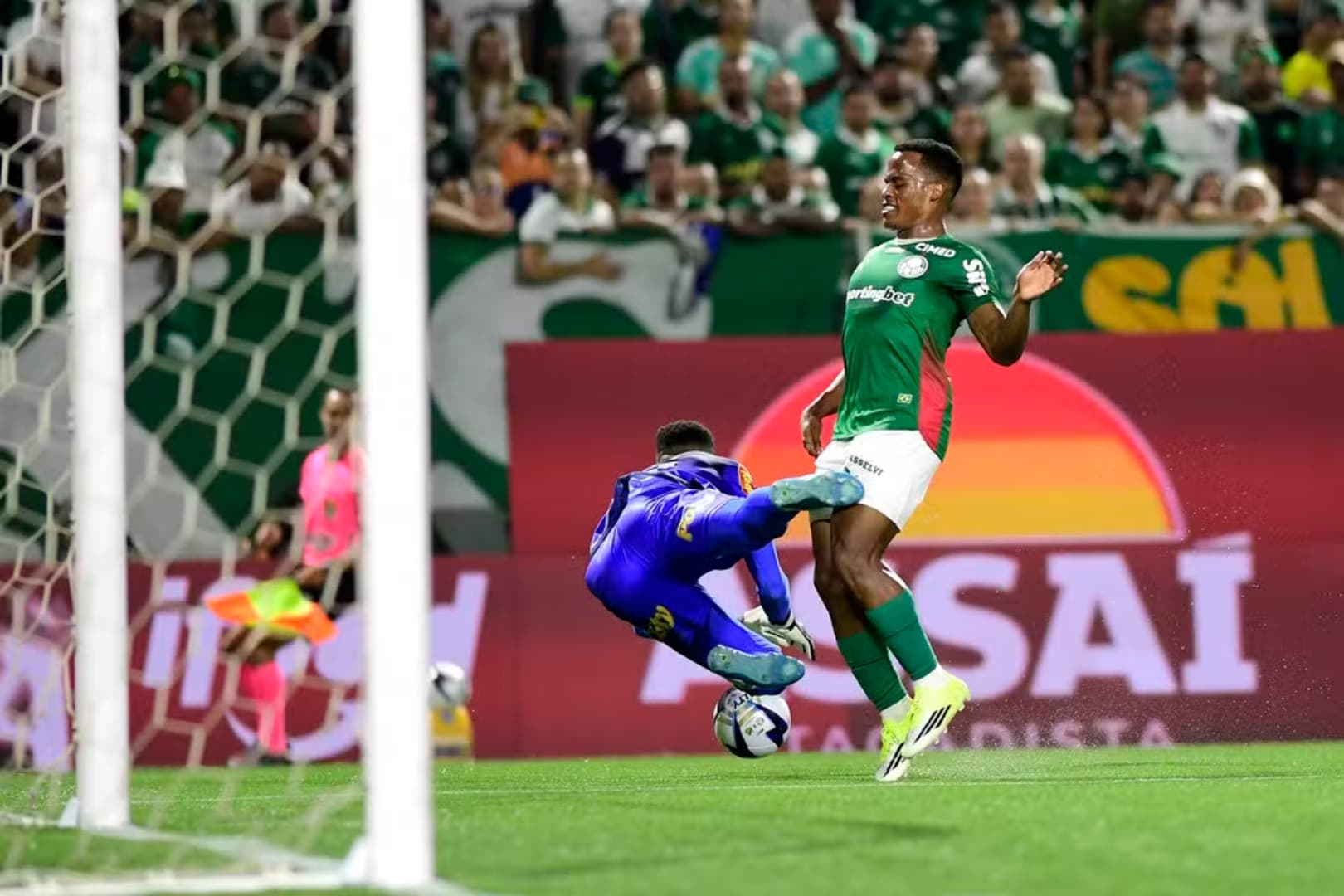 Jhon Arias durante a partida entre Palmeiras e Novorizontino — Foto: Marcos Ribolli