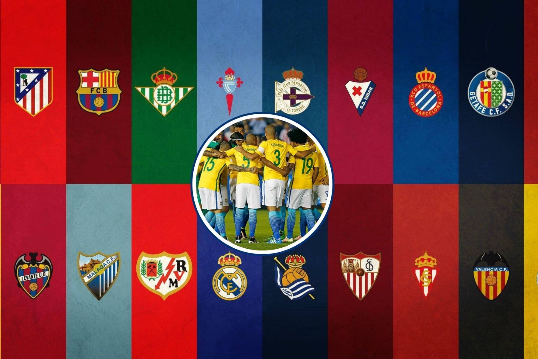 Jogadores da Seleção Brasileira ao centro da imagem