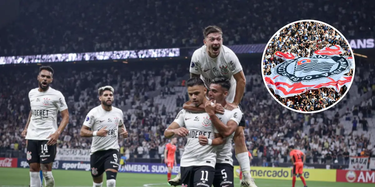 Jogadores do Corinthians comemoram gol