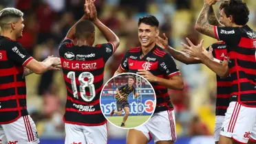 Jogadores do Flamengo comemoram gol contra o São Paulo