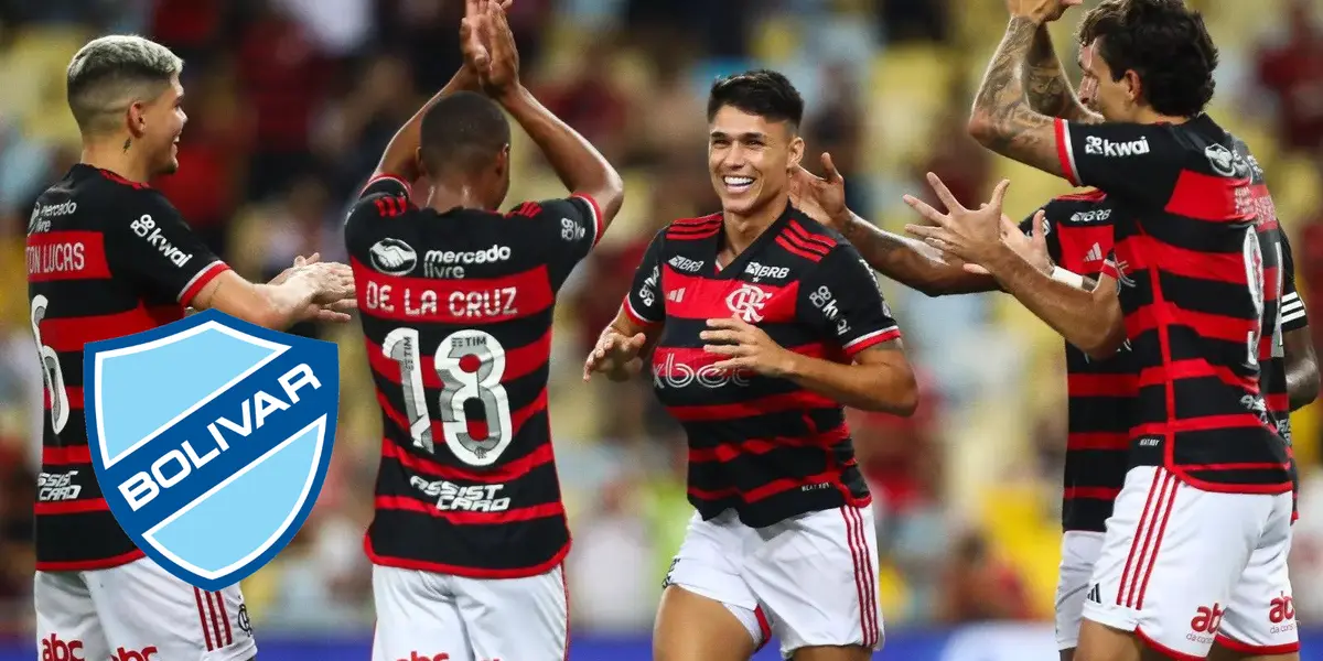 Jogadores do Flamengo comemoram gol marcado por Luiz Araújo