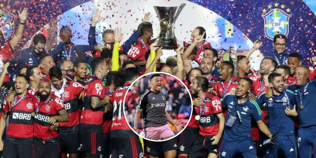 Jogadores do Flamengo comemoram o titulo brasileiro de 2020