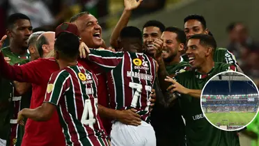 Jogadores do Fluminense comemoram gol contra o Colo-Colo