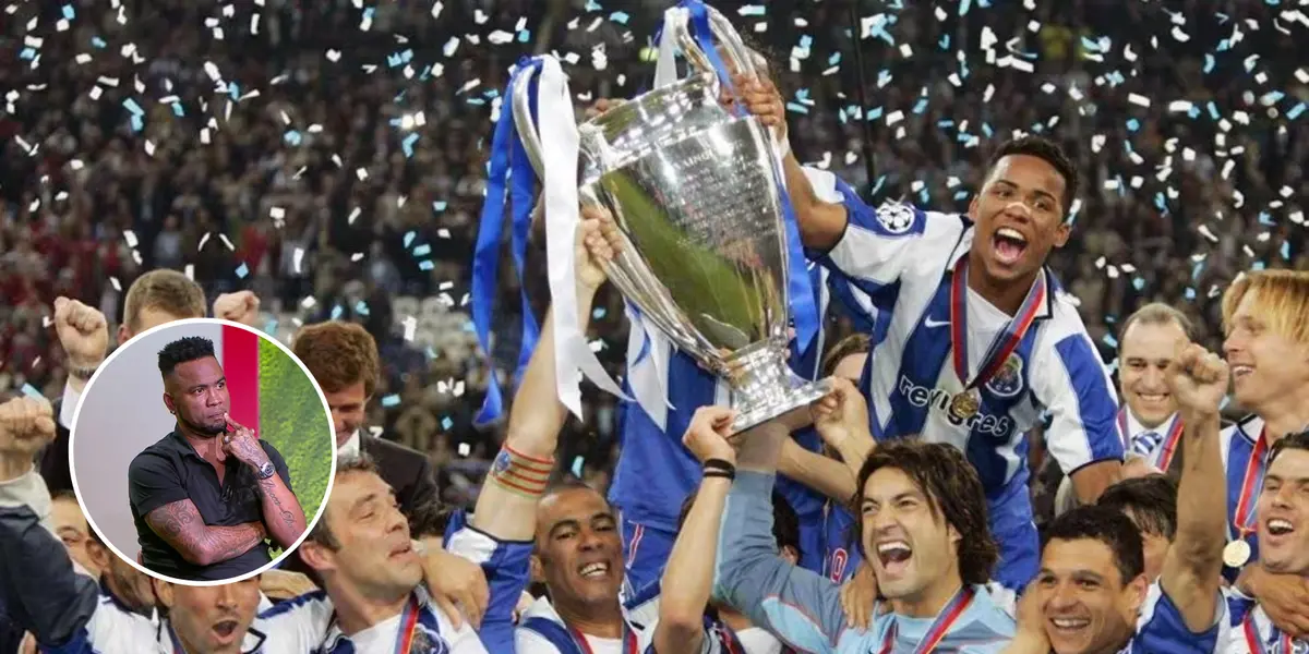 Jogadores do Porto comemorando o título da Uefa Champions League de 2004