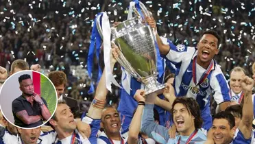 Jogadores do Porto comemorando o título da Uefa Champions League de 2004