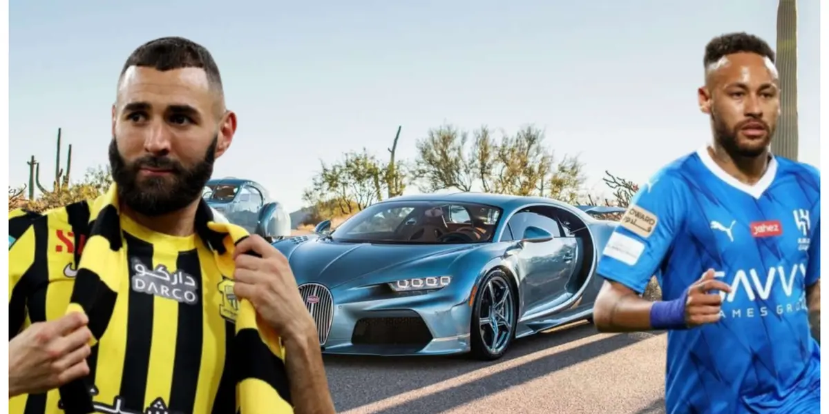 Karim Benzema com a camisa do Ittihad e Neymar com a camisa do Al-Hilal