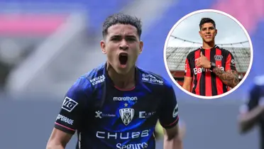Kendry Páez no Independiente del Valle ao lado de Piero Hincapié, com a camisa do Leverkusen