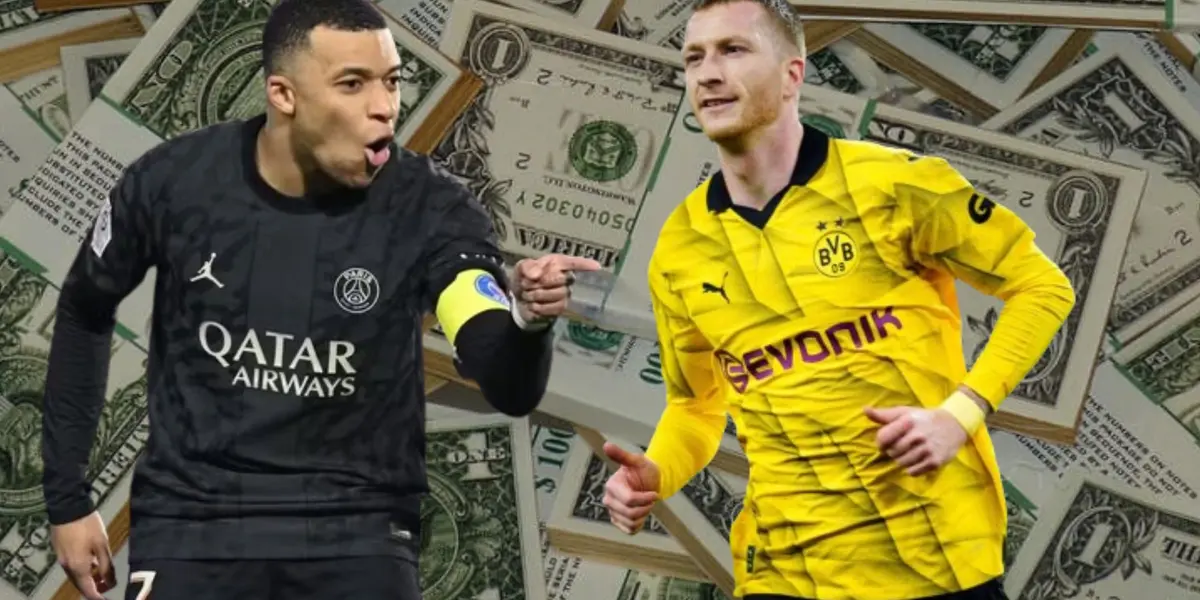 Kylian Mbappé do PSG e Marco Reus do Borussia Dortmund.