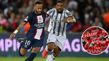 Lado a lado, Neymar pelo PSG e Bremer pela Juventus disputam uma bola