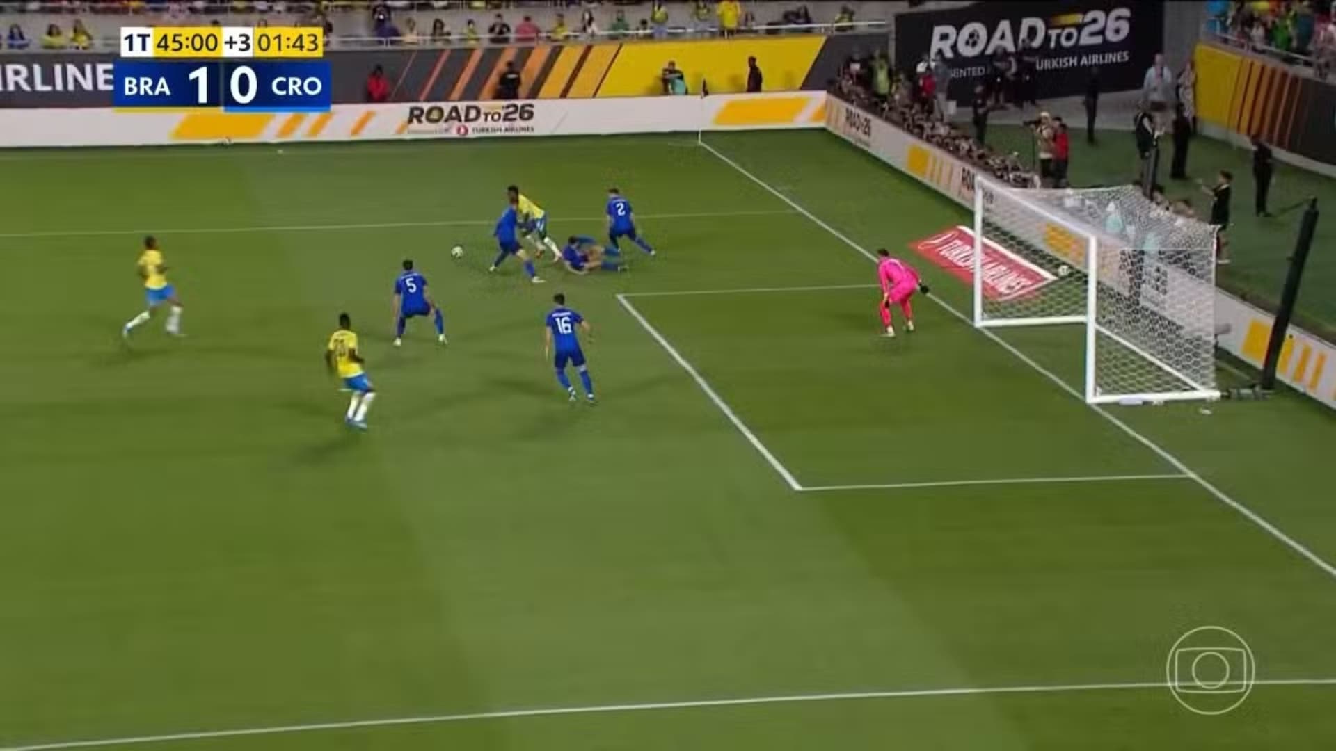 Lance do gol de Vinicius Júnior. Foto: Reprodução Globo