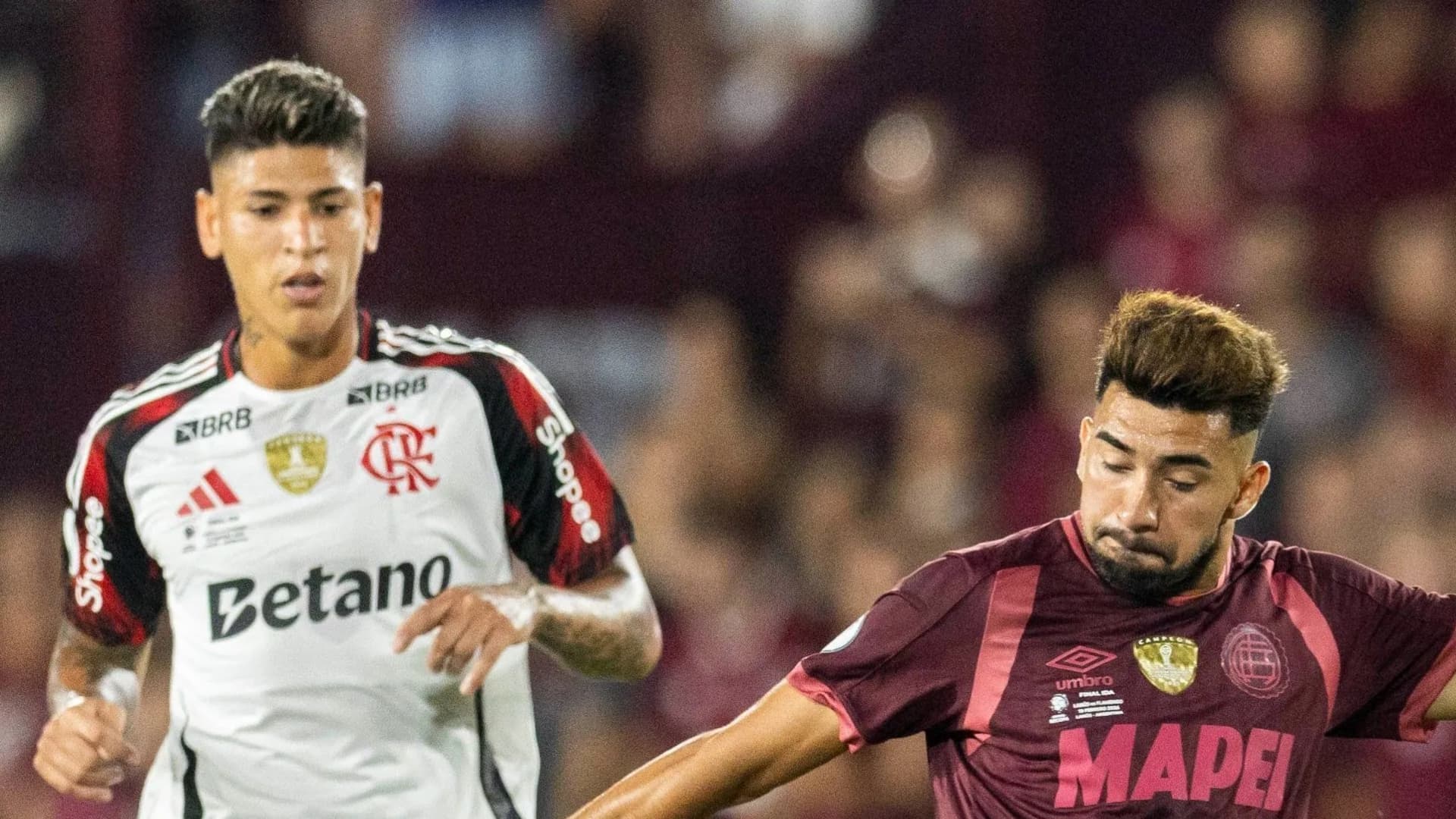Lanus x Flamengo em partida pela Recopa. Foto: Reprodução/Comenbol