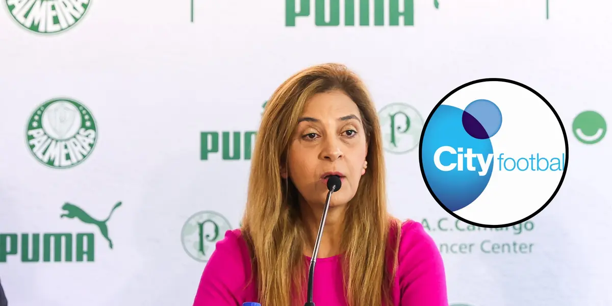 Leila Pereira e ao lado o logo do Grupo City