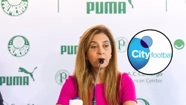 Leila Pereira e ao lado o logo do Grupo City