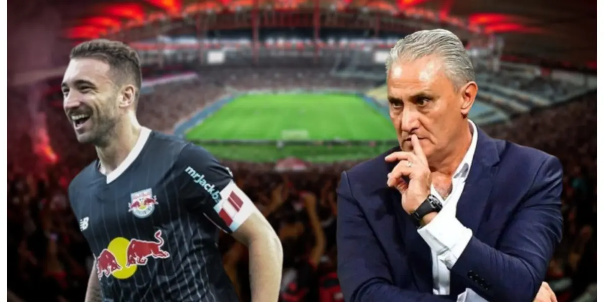 Léo Ortiz com a camisa do Bragantino e Tite