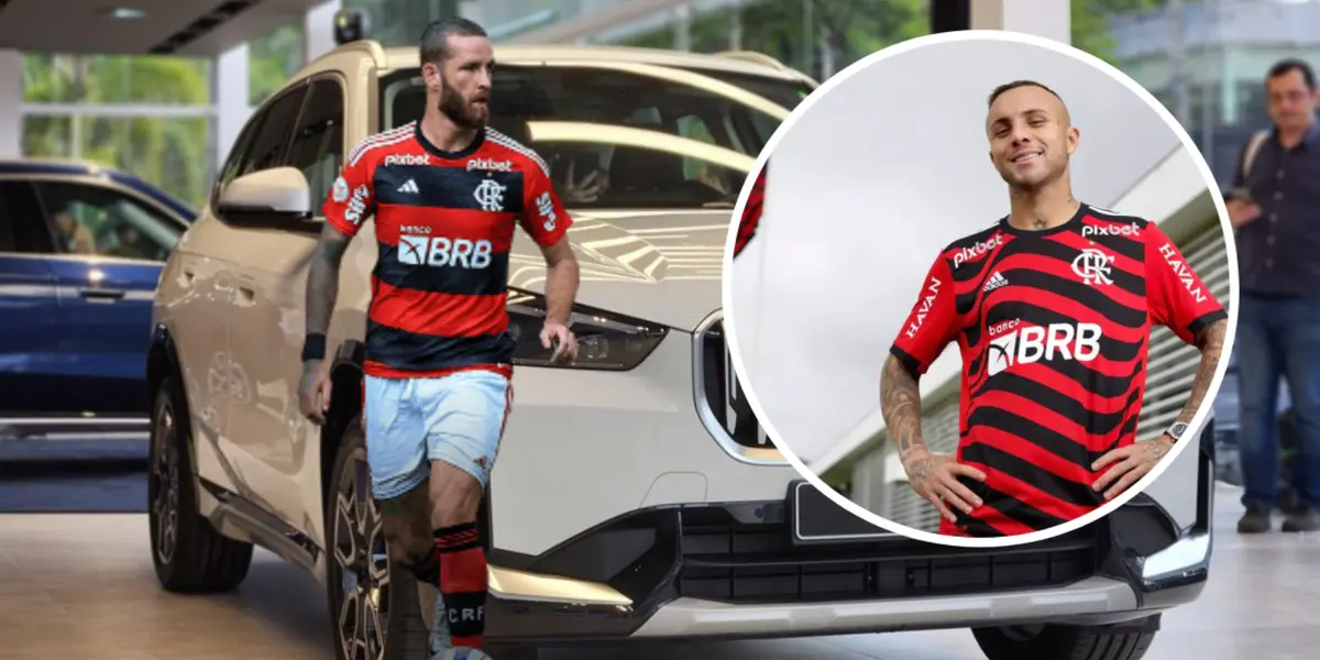 Léo Pereira e Everton Cebolinha com a camisa do Flamengo