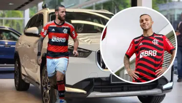 Léo Pereira e Everton Cebolinha com a camisa do Flamengo
