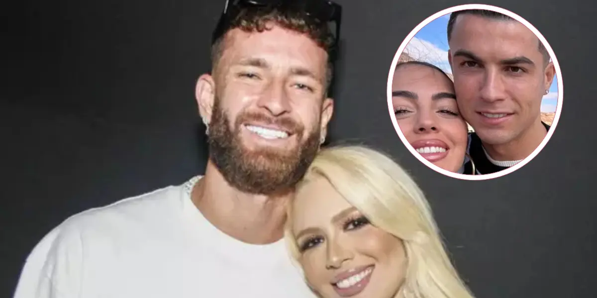 Léo Pereira e Karoline ao lado de Cristiano Ronaldo e Georgina Rodríguez