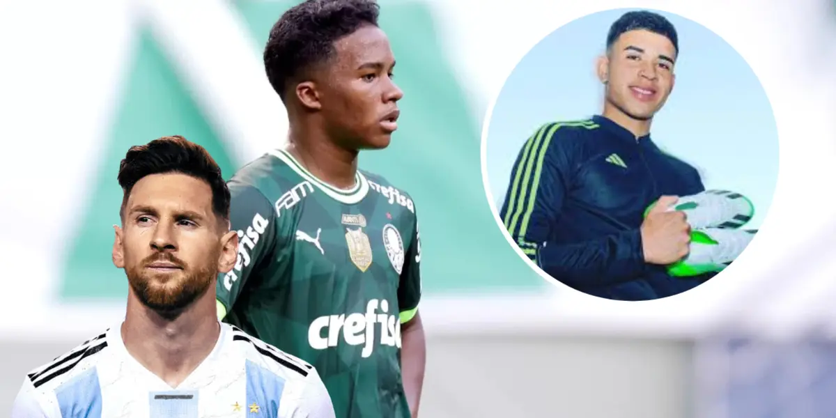 Lionel Messi ao lado de Endrick e Kendry Páez