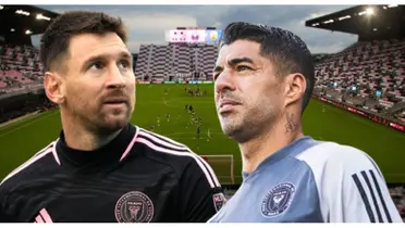 Lionel Messi e Luís Suárez com a camisa do Inter Miami