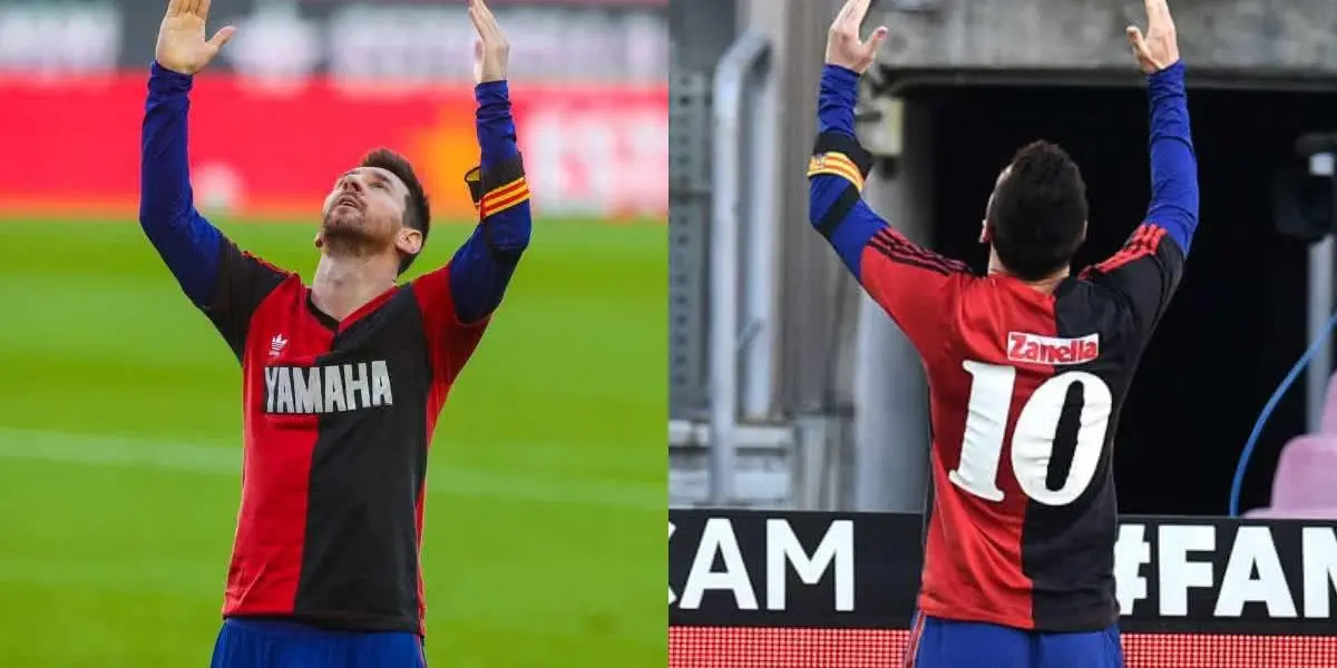 Lionel Messi festejou vestindo uma camisa Newell's Old Boys em homenagem a Diego Maradona, mas a marca que veste o FC Barcelona não deixaria de lado o fato de que ele estava vestindo um traje de competição