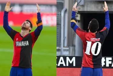 Lionel Messi festejou vestindo uma camisa Newell's Old Boys em homenagem a Diego Maradona, mas a marca que veste o FC Barcelona não deixaria de lado o fato de que ele estava vestindo um traje de competição