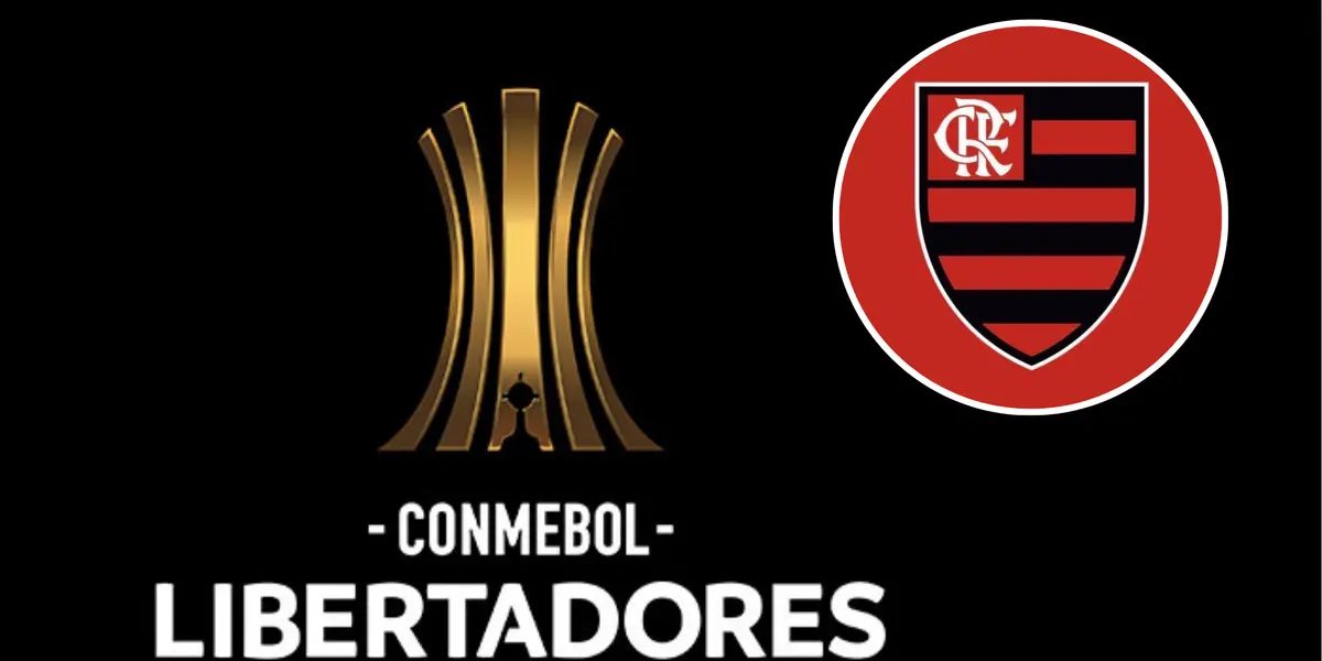 Logo da Libertadores e o escudo do Flamengo ao lado